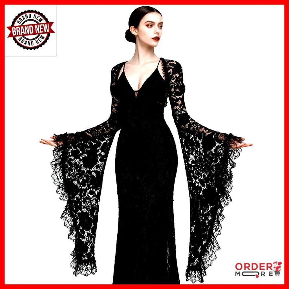 Lace Bolero Shrug Crop Top Victorian Sleeves Gothic Cosplay Witch Vampire